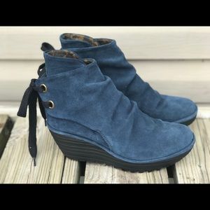 Fly London Yebi suede, ruched ankle  boots